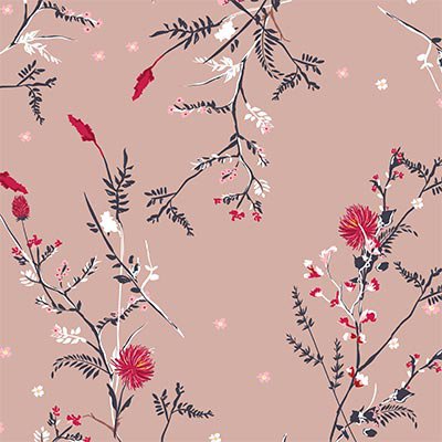 Wild flowers on dusty pink