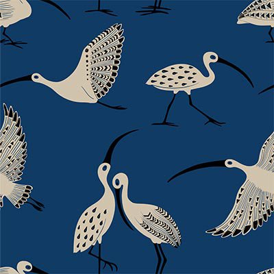 Cranes on blue
