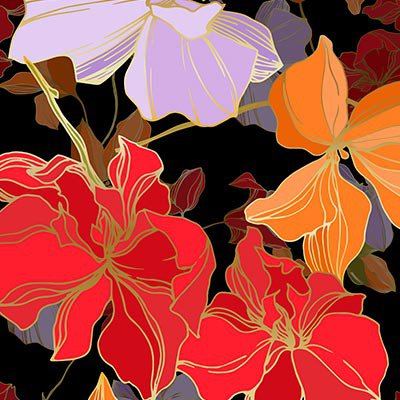 Flowers with gold outlines