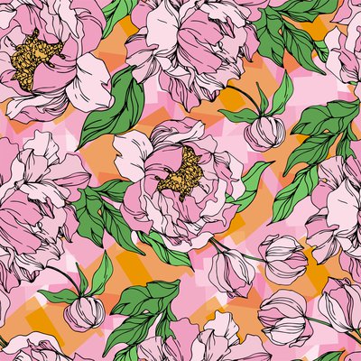 Pink Peonies on Orange