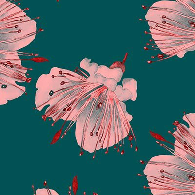 Pink flower on green