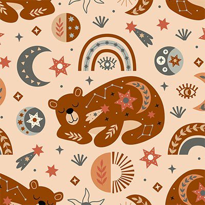 Sleeping bears, stars and moons