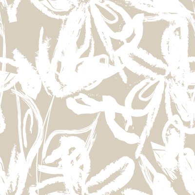 White Floral Brush Strokes on Beige