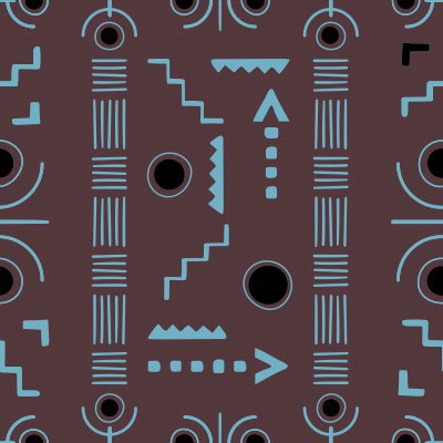 Ethnic blue pattern on brown