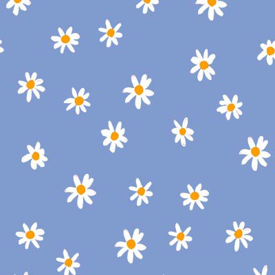 Drawn daisies on blue