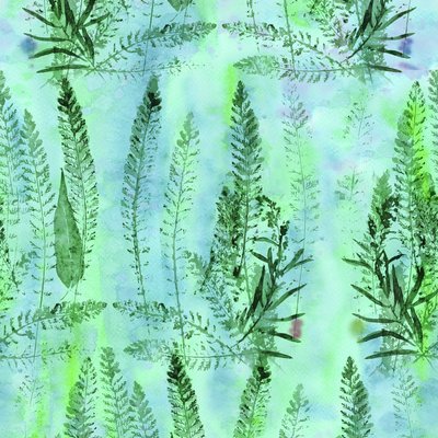Fern leaves on green