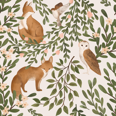 Forest animals on beige